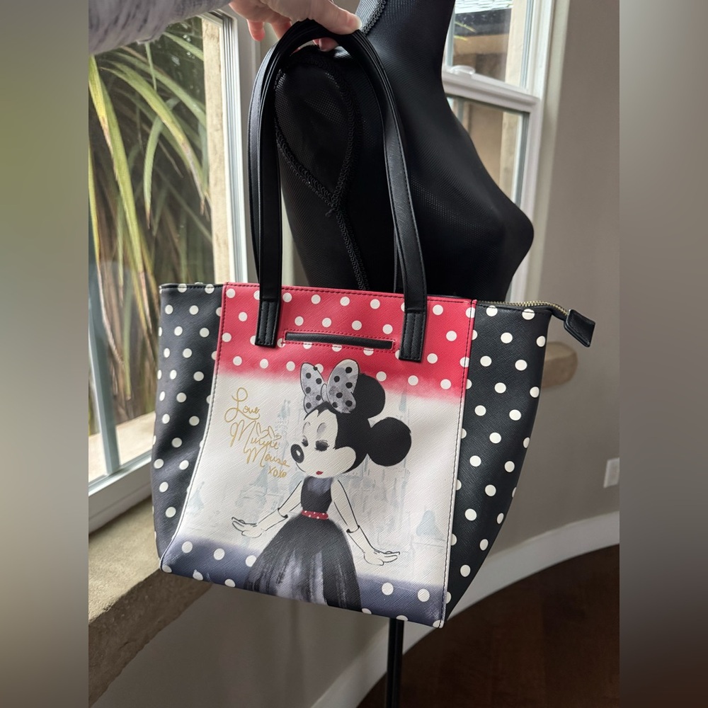 Disney Parks Minnie Mouse Polka Dot Shoulder Tote Bag
